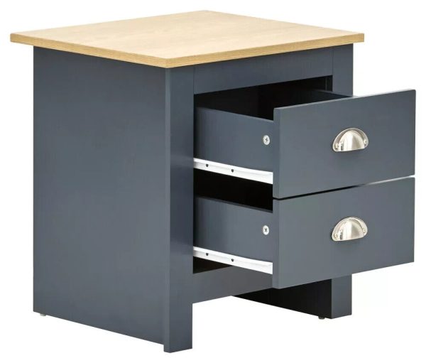 Pair of 2 drawer bed side drawers Country style bedroom furniture Blue Lancaster - Image 3