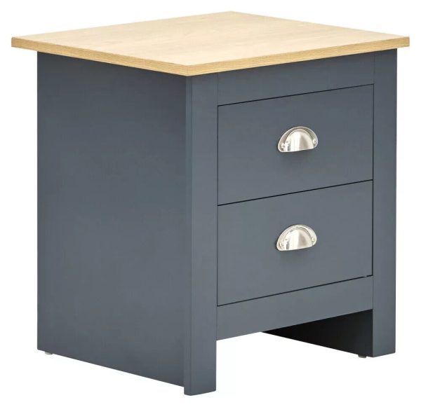 Pair of 2 drawer bed side drawers Country style bedroom furniture Blue Lancaster - Image 4