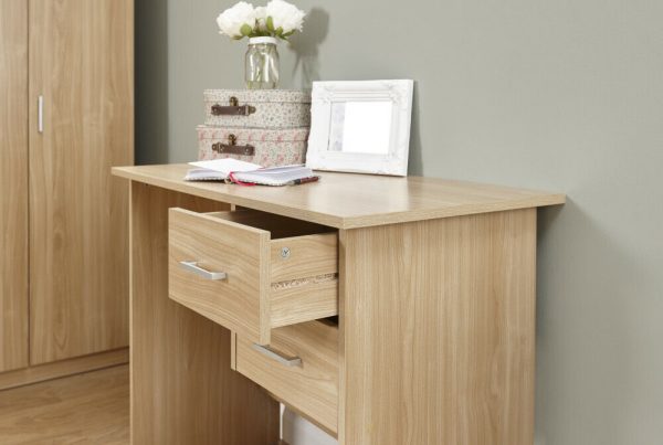 Panama 2 Drawer Budget Desk Dressing Table Dresser - Oak - Image 10