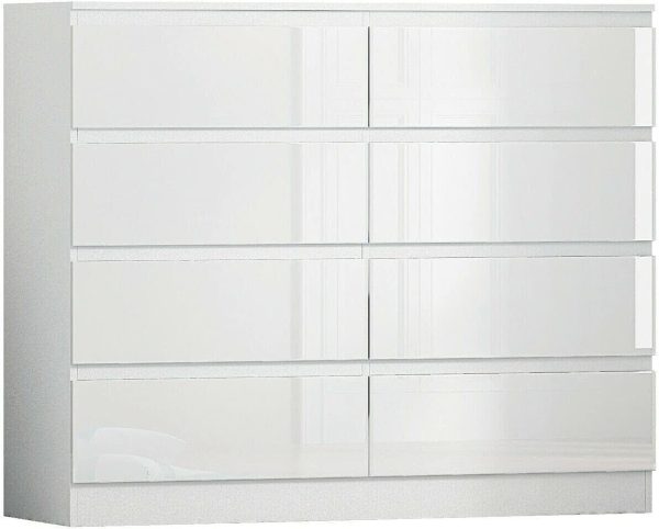 White High Gloss Chest Of 8 Drawers Bedroom Furniture Scratch Resistant - Image 3