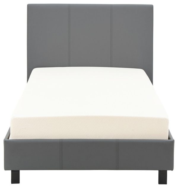 4ft Small Double Faux Leather Bed in a Box Grey - Image 4