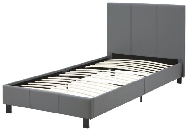 4ft Small Double Faux Leather Bed in a Box Grey - Image 5