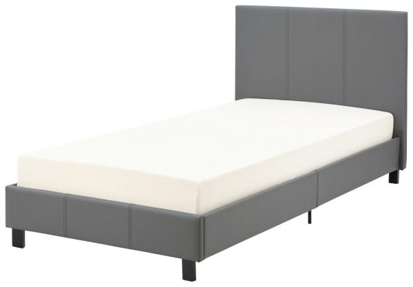 4ft Small Double Faux Leather Bed in a Box Grey - Image 6