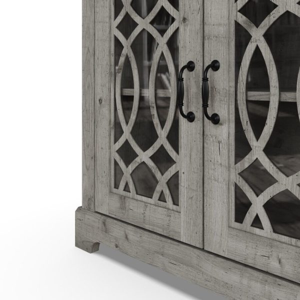 AMELIE 2 DOOR SIDEBOARD MEXICAN GREY with shelf and fretwork doors - Image 3