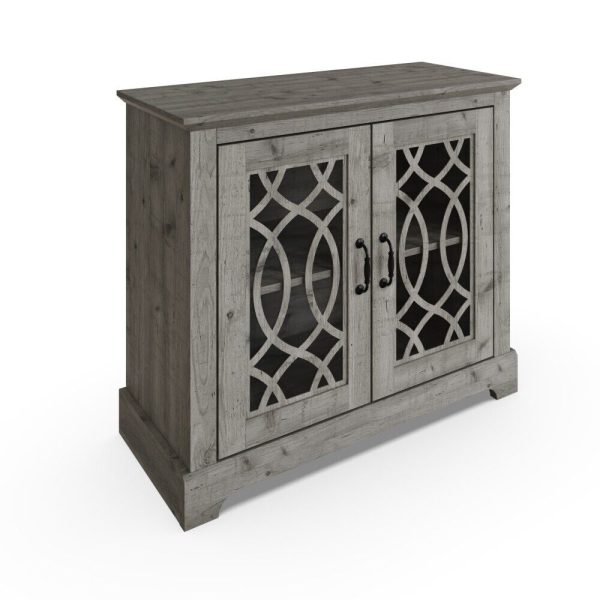 AMELIE 2 DOOR SIDEBOARD MEXICAN GREY with shelf and fretwork doors - Image 5