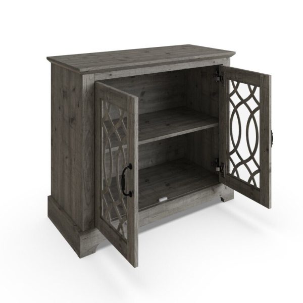 AMELIE 2 DOOR SIDEBOARD MEXICAN GREY with shelf and fretwork doors - Image 6