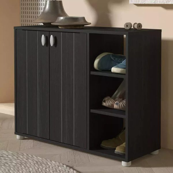 Bideford Compact Shoe Cabinet Rustic Black Oak 11 to 15 pairs - Image 3