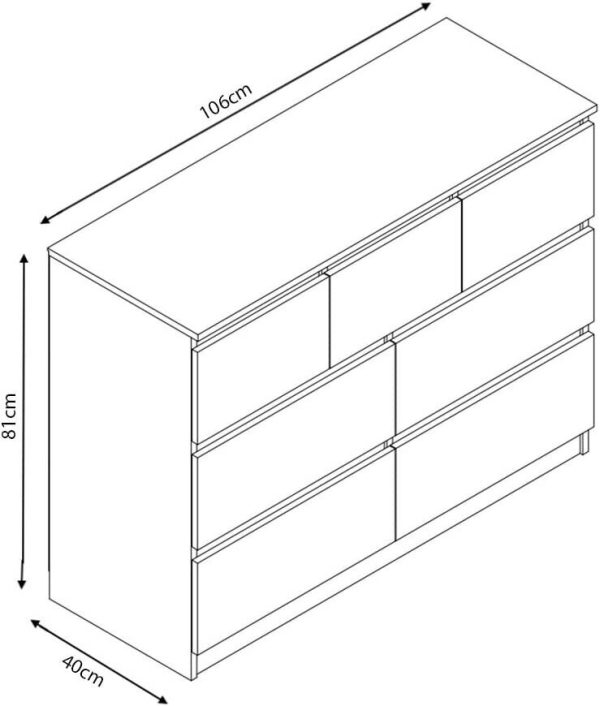 Black High Gloss Chest Of 7 Drawers Bedroom Furniture Scratch Resistant Merchant - Image 4