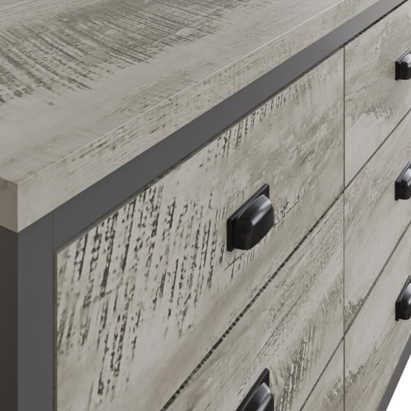 Boston 3+3 Chest of 6 Drawers - Grey Industrial distressed-effect finish - Image 5