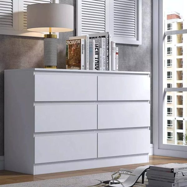 Chest of 6 Drawers - Matt White Modern Bedroom Storage Scratch Resistant - Image 3