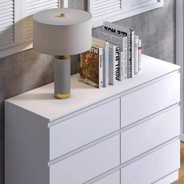 Chest of 6 Drawers - Matt White Modern Bedroom Storage Scratch Resistant - Image 4