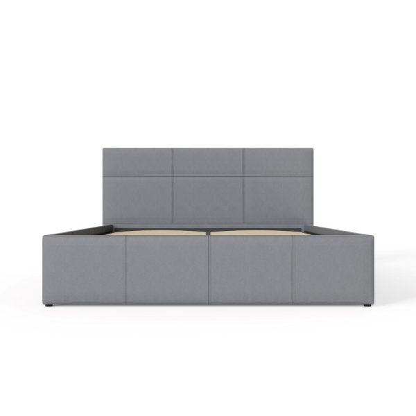 GFW End Lift Ottoman Gas Lift Storage Bed 135CM 4ft 6 Double Faux Leather Grey - Image 6