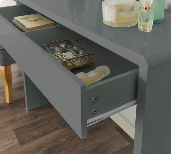 Grey Gloss Bedroom Dressing Table Office Desk Hallway Console Stylish Minimalist - Image 4