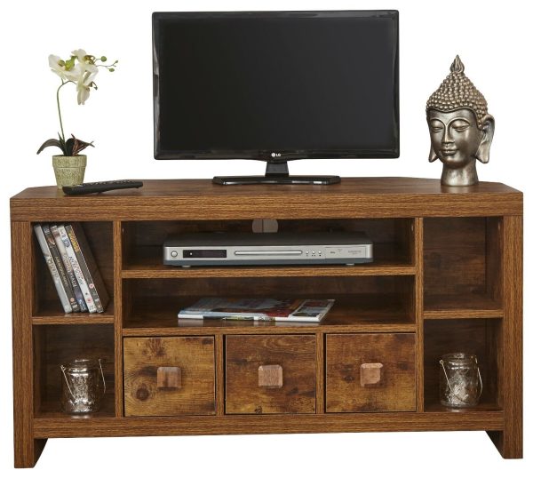 Jakarta 3 Drawer Corner TV Media Entertainment Unit distressed style - Image 8