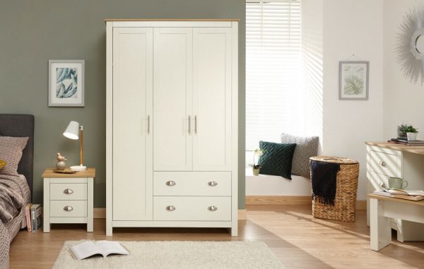 Lancaster 3 Door 2 Drawer Wardrobe - Cream - Image 7