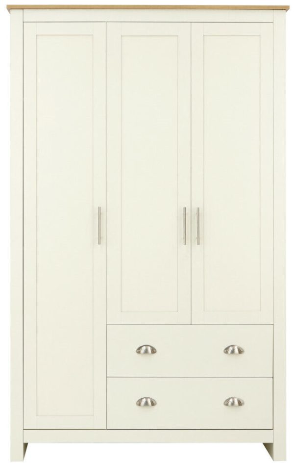 Lancaster 3 Door 2 Drawer Wardrobe - Cream