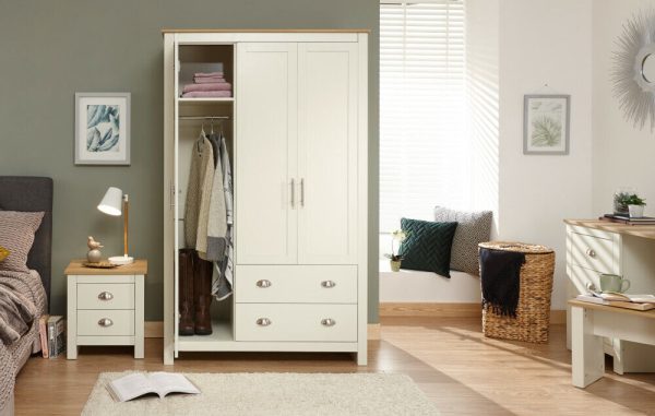 Lancaster 3 Door 2 Drawer Wardrobe - Cream - Image 8