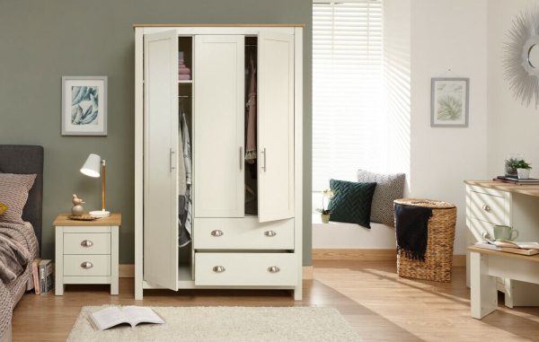 Lancaster 3 Door 2 Drawer Wardrobe - Cream - Image 9