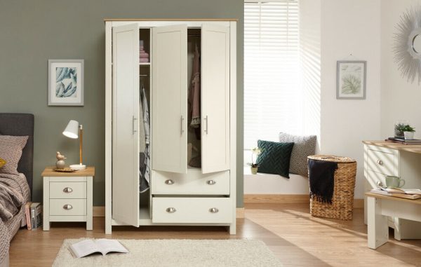 Lancaster 3 Door 2 Drawer Wardrobe - Cream - Image 10