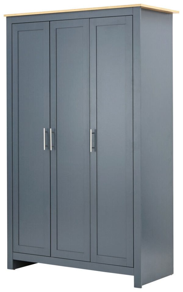 Lancaster Country Style 3 Door Wardrobe Robe Blue Grey - Image 4