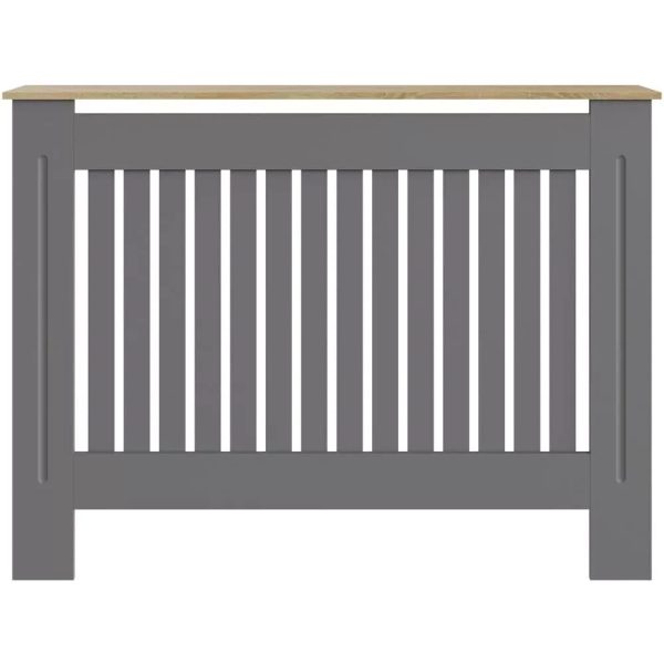 Longslow Medium Grey Radiator Cover Slatted Wood Design Top Shelf Storage - Image 8