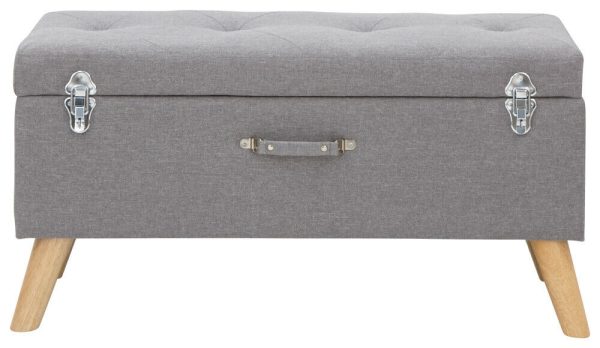 MINSTREL UPHOLSTERED OTTOMAN BOX STORAGE BENCH BLANKET STOOL LIGHT GREY - Image 3