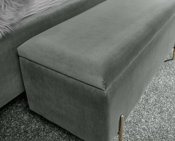 MYSTICA UPHOLSTERED OTTOMAN BOX STORAGE BENCH FABRIC BLANKET BOX STOOL GREY - Image 11