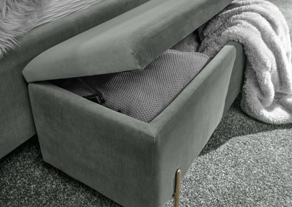 MYSTICA UPHOLSTERED OTTOMAN BOX STORAGE BENCH FABRIC BLANKET BOX STOOL GREY - Image 5