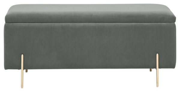 MYSTICA UPHOLSTERED OTTOMAN BOX STORAGE BENCH FABRIC BLANKET BOX STOOL GREY - Image 7