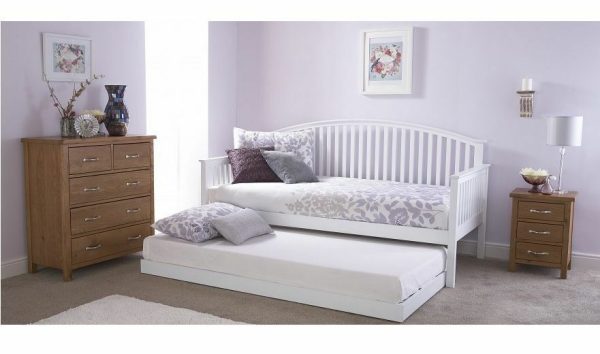 Madrid White Wooden Single Daybed with Trundle