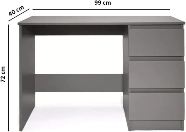 Matt Grey Dressing Table 3 Drawers Matt Frame Home Office Desk scratch resistant - Image 4