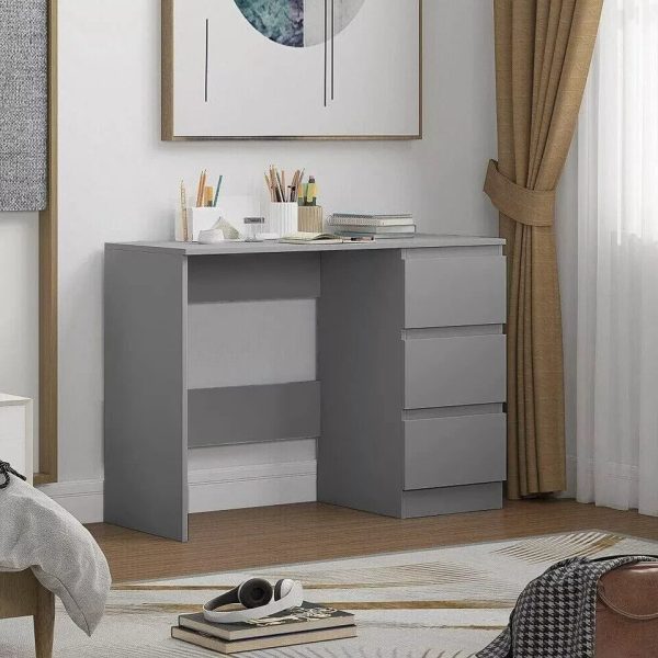 Matt Grey Dressing Table 3 Drawers Matt Frame Home Office Desk scratch resistant