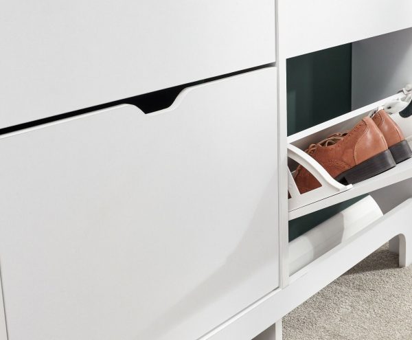 NARROW 4 DRAWER SHOE CABINET WHITE - Image 4