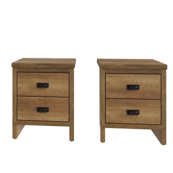 PAIR of Boston 2 Drawer Bedside chest Knotty Oak design sturdy  construction - Image 4