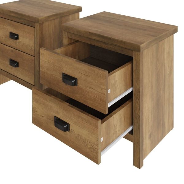 PAIR of Boston 2 Drawer Bedside chest Knotty Oak design sturdy  construction - Image 5