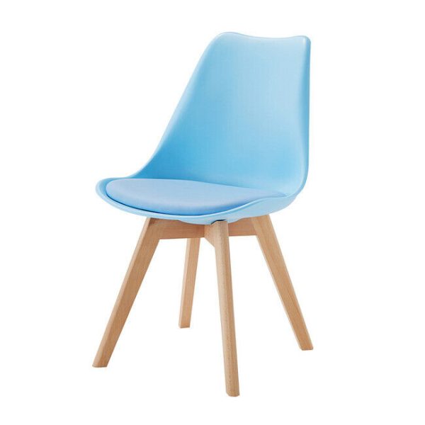 Pair of Louvre Baby Blue Plastic Beech Cushioned Contemporary Dining Chairs - Image 3