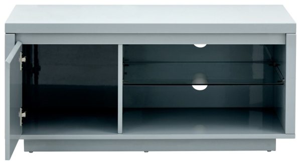 Polar Grey High Gloss TV Entertainment Unit with Blue LED lights - Image 5