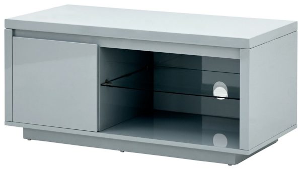 Polar Grey High Gloss TV Entertainment Unit with Blue LED lights - Image 6