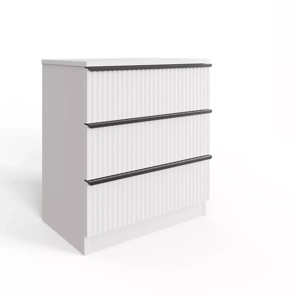 Ripple Effect White 3 Drawer Chest Of Drawers Scalloped Fronts Melamine coating - Image 5