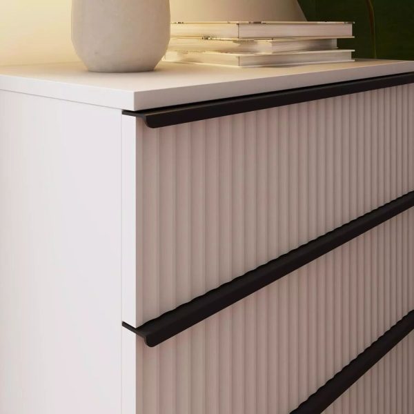 Ripple Effect White 3 Drawer Chest Of Drawers Scalloped Fronts Melamine coating - Image 6