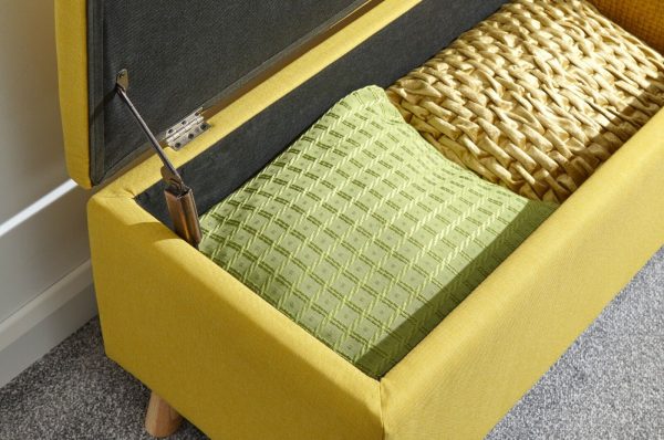 Secreto Fabric Bedroom, Hallway Ottoman Storage Window Seat Bench Mustard - Image 7