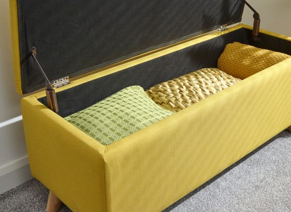 Secreto Fabric Bedroom, Hallway Ottoman Storage Window Seat Bench Mustard - Image 8