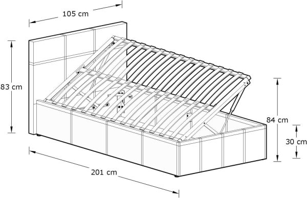 Side Lift up 3ft Ottoman bed Single Fabric storage bed Natural - Image 8