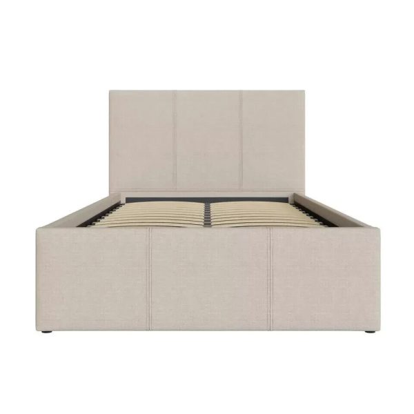 Single End Lift Ottoman Gas End Lift Up Storage Bed 3ft 90cm Fabric Natural Bed - Image 3