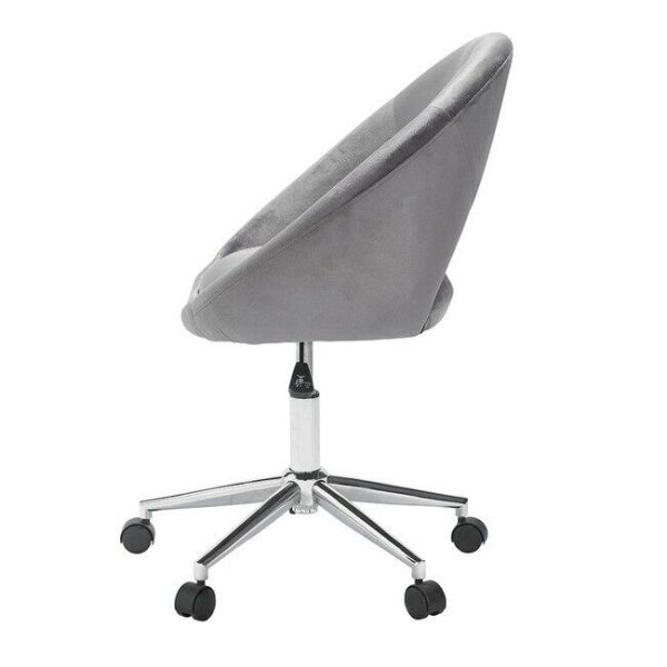 Skylar silver  Velvet Contemporary Cushioned Office Swivel Chair Art Deco Chrome - Image 3