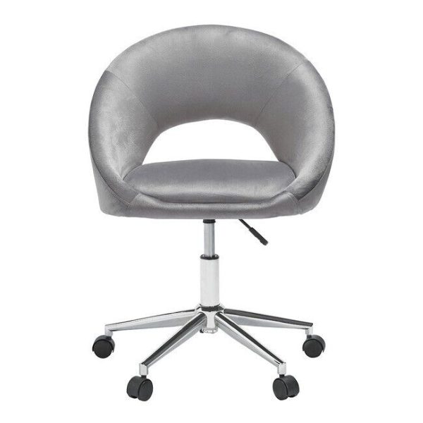 Skylar silver  Velvet Contemporary Cushioned Office Swivel Chair Art Deco Chrome