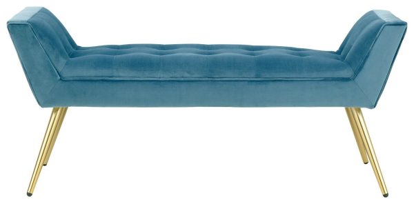 Turin Window Seat Teal colour, Styled Gold metal legs Fabric - Image 3