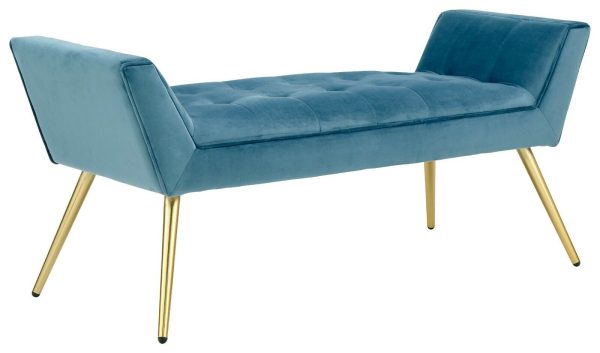 Turin Window Seat Teal colour, Styled Gold metal legs Fabric - Image 4