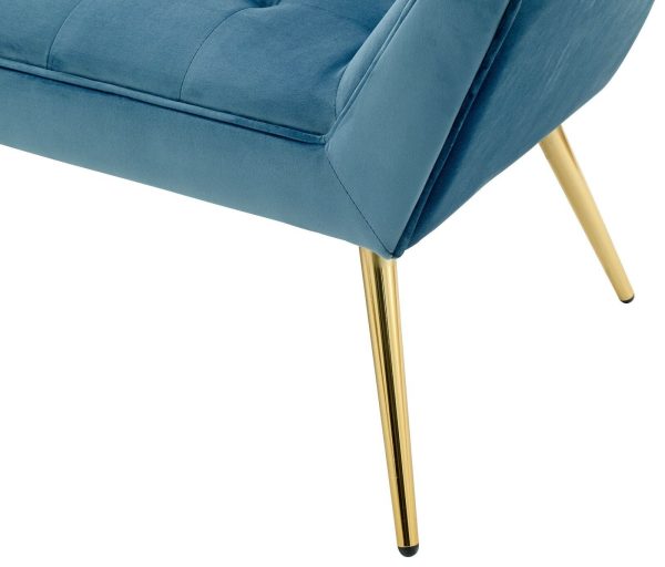 Turin Window Seat Teal colour, Styled Gold metal legs Fabric - Image 8