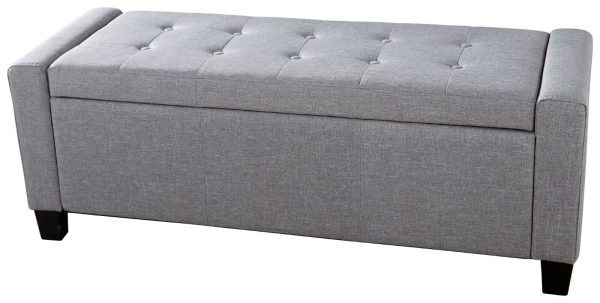 Verona Ottoman Seat Grey Fabric Toy Bedding Storage Box Verona - Image 8